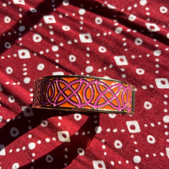LIKE NEW Stella & Dot Eleanor Pink and Orange Bangle Bracelet - Picture 2 of 4